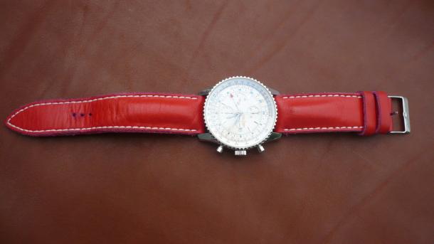 BREITLING. Curea Ceas din piele Rosie